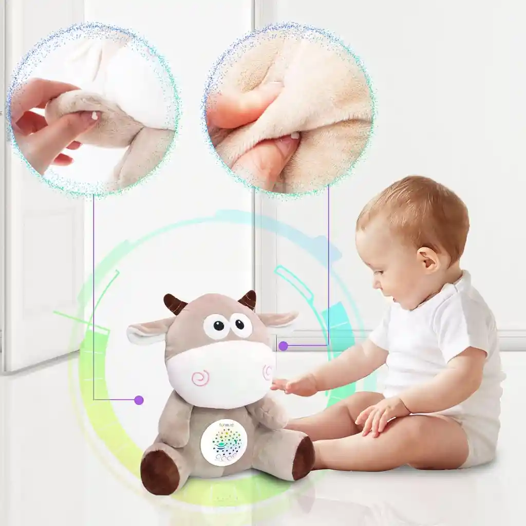 Juguete Peluche Vaca Con Proyector Y Sonido Para Bebés