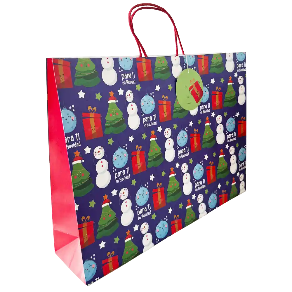 Bolsa De Regalo Navidad Grande Horizontal Kraft