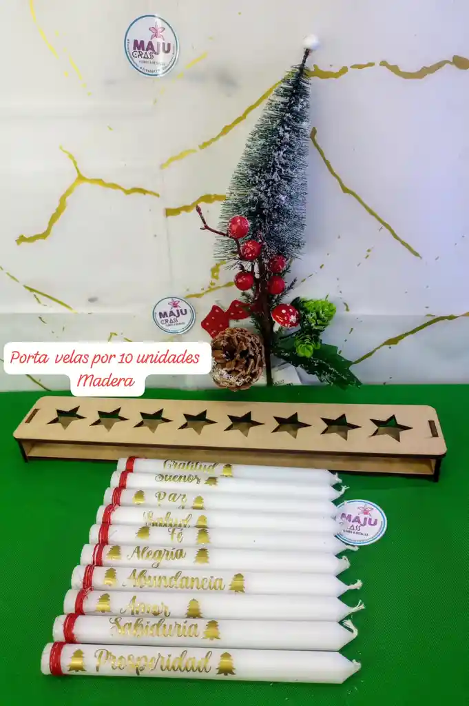 Navidad 7 Y 8 Velitas Con Porta Velas