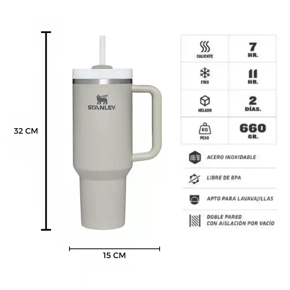 Termo Stanley Quencher Genérico 1.1 40 Oz Acero Inoxodable Gris