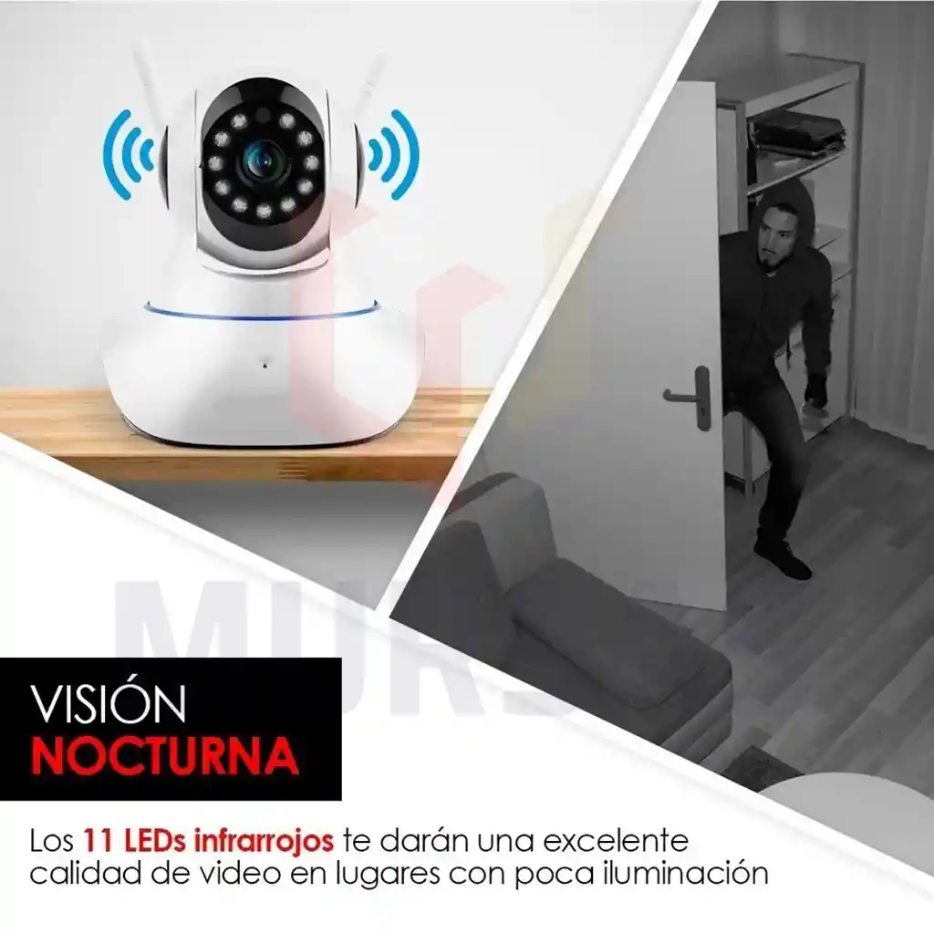 Camara De Seguridad 3 Antenas Wifi Full Hd Vigilancia 360° Giratoria