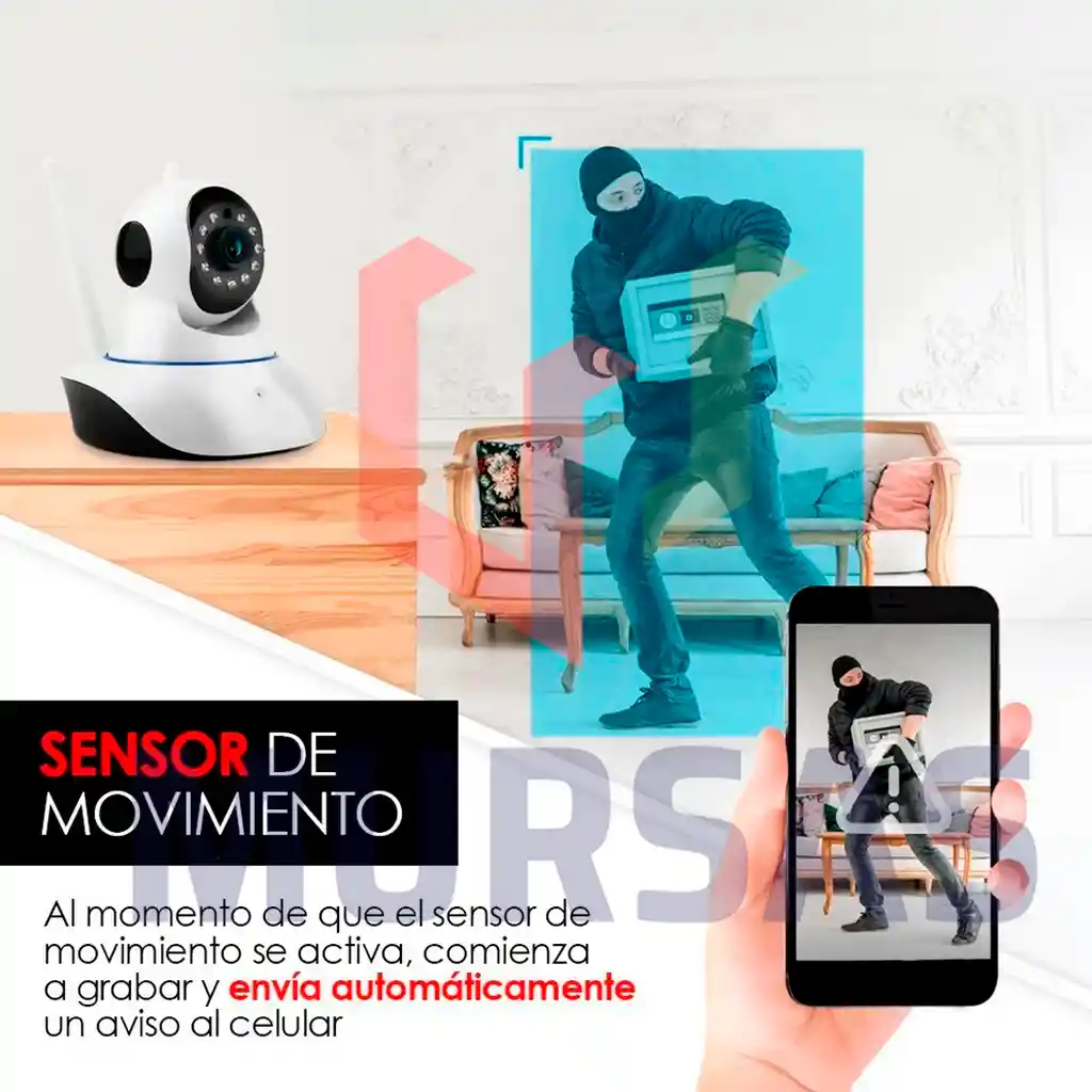 Camara De Seguridad 3 Antenas Wifi Full Hd Vigilancia 360° Giratoria