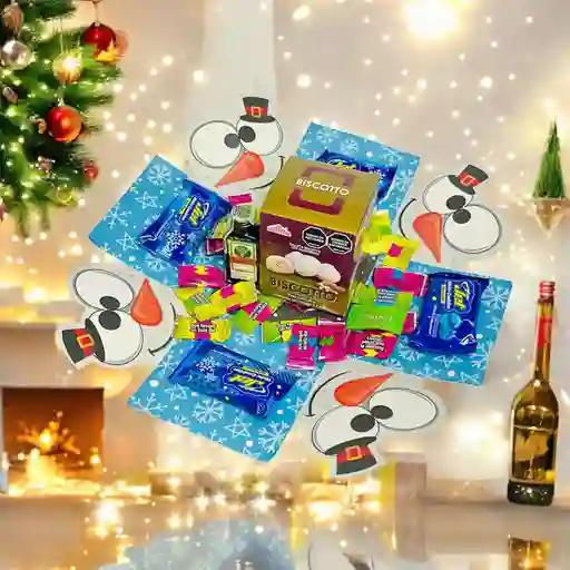 Ancheta Navideña, Regalo Sorpresa Con Jägermeister Y Biscotto - Regalo Para Velitas Y Navidad - Regalo De Aguinaldos - Feliz Año Nuevo - Ancheta De Navidad - Ref 59