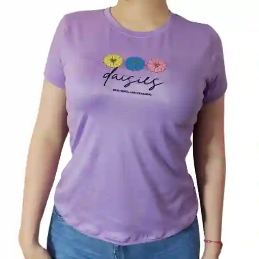 Camiseta Larga Daisies Lila Talla Única