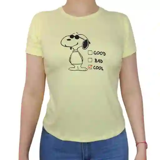 Camiseta Larga Snoopy Amarillo Claro Talla Única