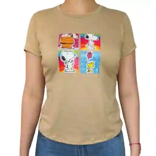 Camiseta Larga Snoopy Colors Café Claro Talla Única