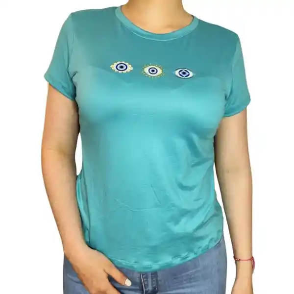 Camiseta Larga Ojos Turcos Azul Talla Única