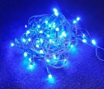 Luz Lineal 60 Bombillos Led Azul Cable Blanco