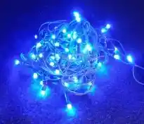 Luz Lineal 60 Bombillos Led Azul Cable Blanco