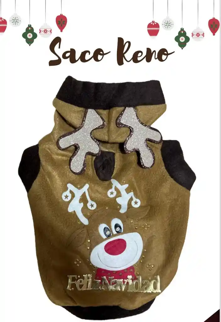 Traje Ropa Mascota Navidad Reno Talla M