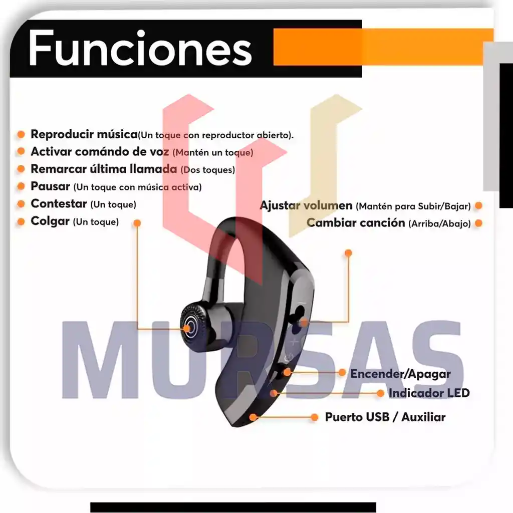 Manos Libres Bluetooth V9 Audífono Para Iphone Y Android