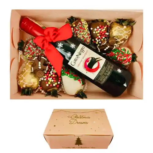 Navidad, Fresas Con Chocolate Y Vino