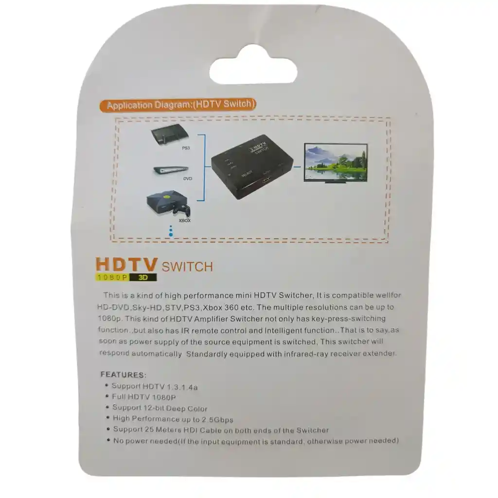 Switch Hdmi 3 X 1 Con Control Remoto (3 Entradas 1 Salida)