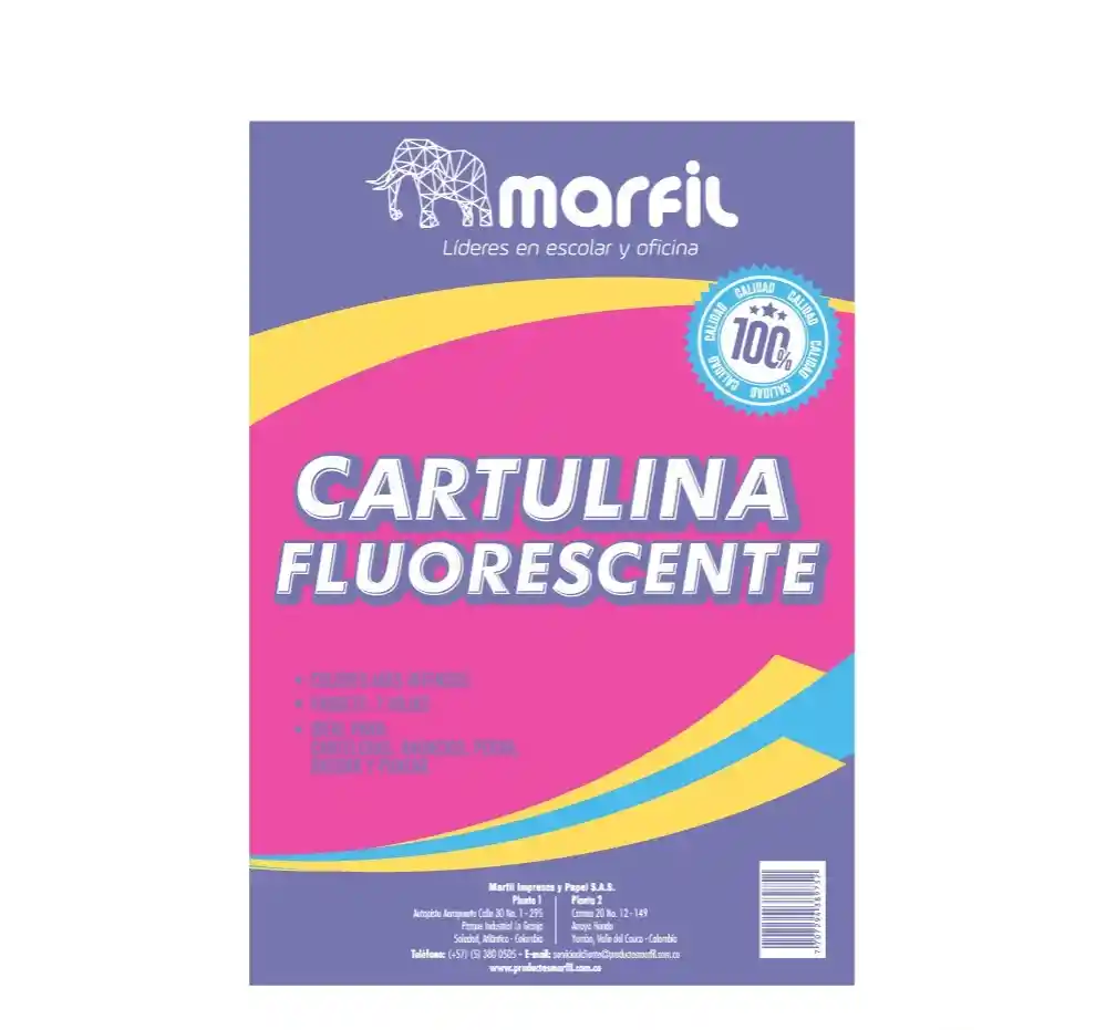 Cartulina Colores Fluorescente Bristol Marfil X 7