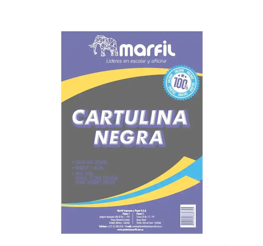 Cartulina Color Negro Bristol Marfil X 7
