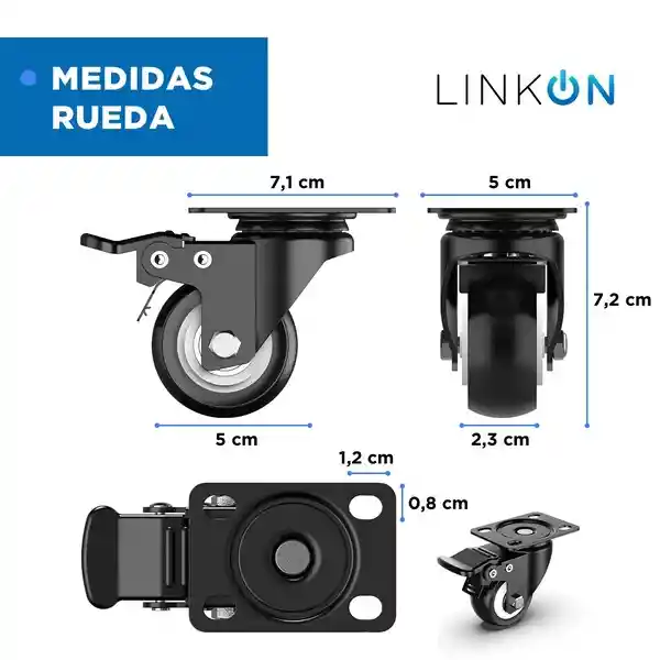 Ruedas Muebles Industriales Freno 2" Linkon Set 4