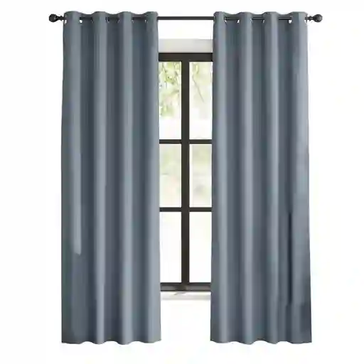 Cortinas Blackout 100% Casatua 2paños 140x220 Lino Doble Faz Azul Denim