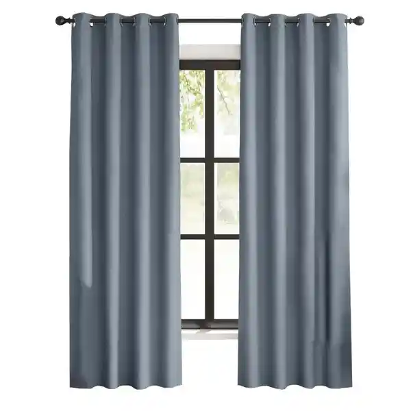 Cortinas Blackout 100% Casatua 2paños 140x220 Lino Doble Faz Azul Denim