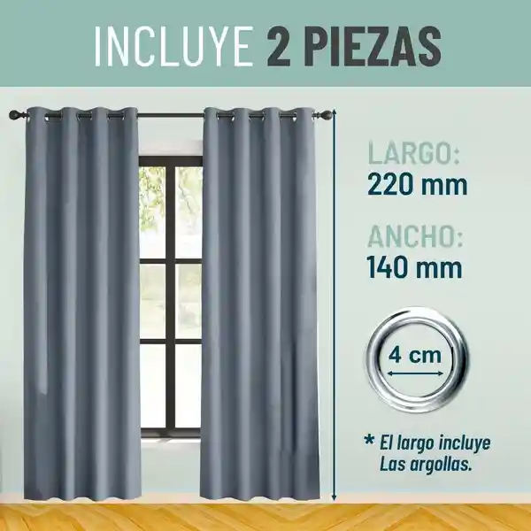 Cortinas Blackout 100% Casatua 2paños 140x220 Lino Doble Faz Azul Denim