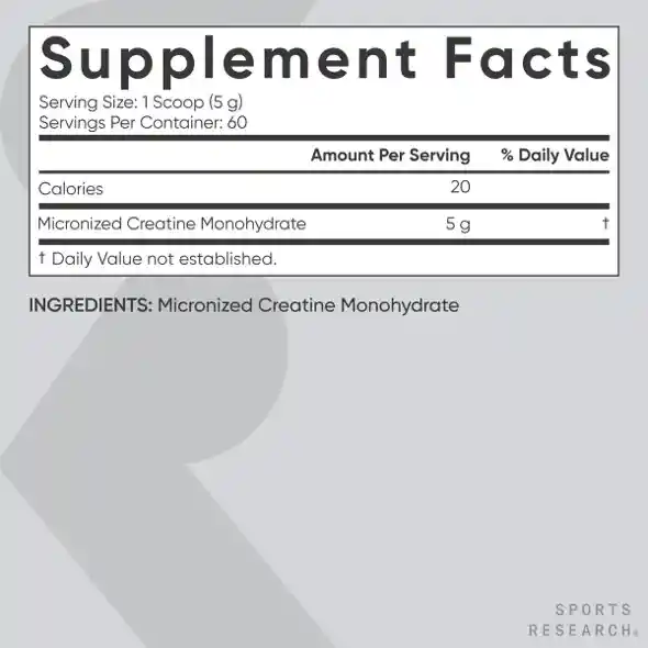 Creatina Monohidratada Sport Research 60 Servicios