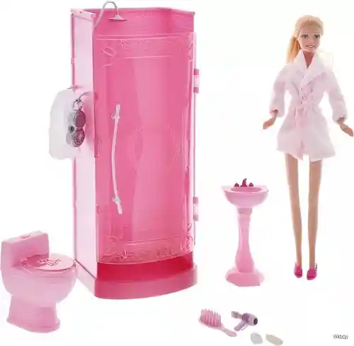 Juguete Muñeca Lucy Ducha Baño Con Accesorios Juguete Para Niñas