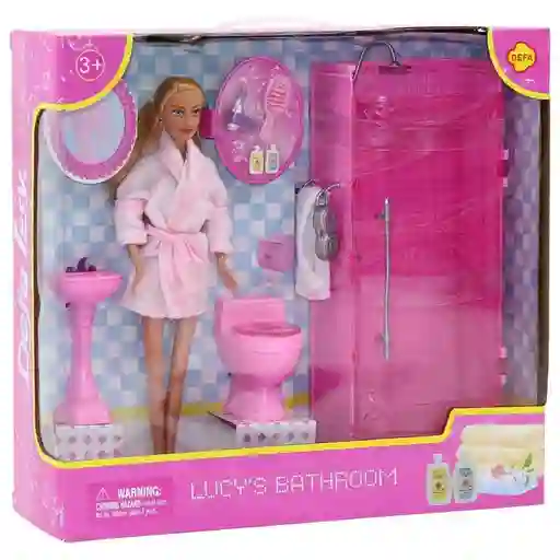 Juguete Muñeca Lucy Ducha Baño Con Accesorios Juguete Para Niñas