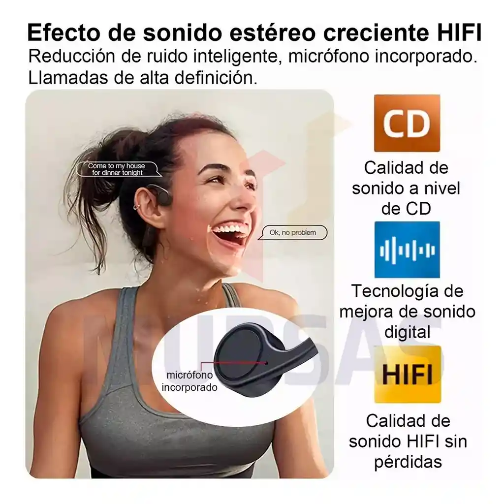 Auriculares De Induccion Osea Impermeables Con Microfono