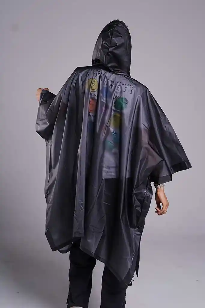 Poncho Impermable Negro Translúcid Unisex Talla Unica