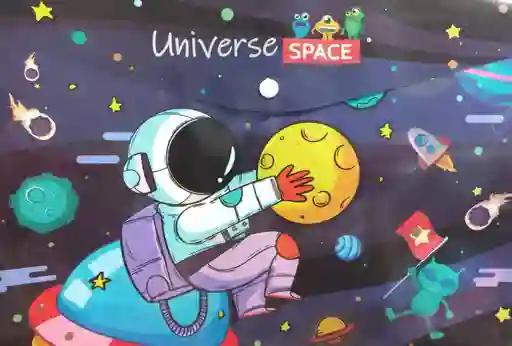 Carpeta Sobre Plastico De Boton, Tamaño Carta, Horizontal - Estampado Astronauta