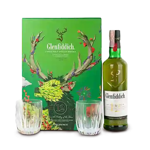 Whisky Glenfiddich 12yo 750ml+ 2 Vasos