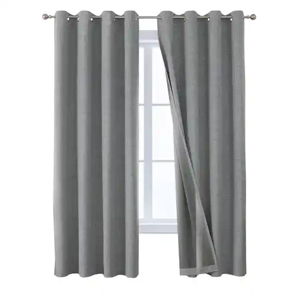 Cortinas Blackout 100% Casatua 2paños 140x220 Lino Doble Faz Gris Marengo