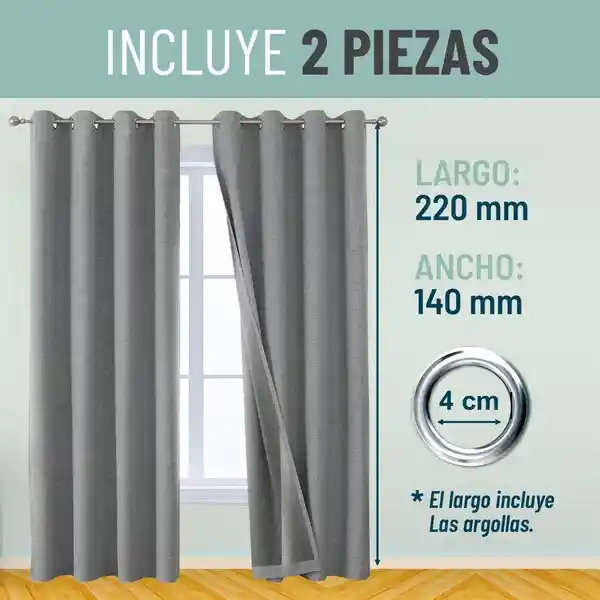 Cortinas Blackout 100% Casatua 2paños 140x220 Lino Doble Faz Gris Marengo