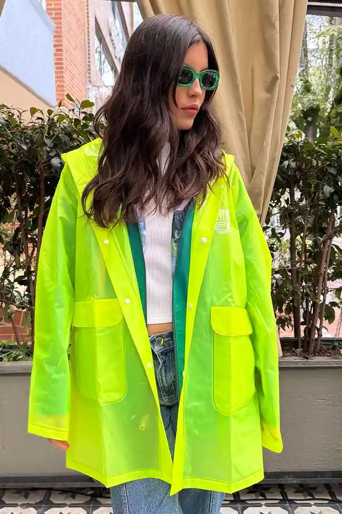 Capa Lluvia Impermeable Verde Ácido Talla Xl