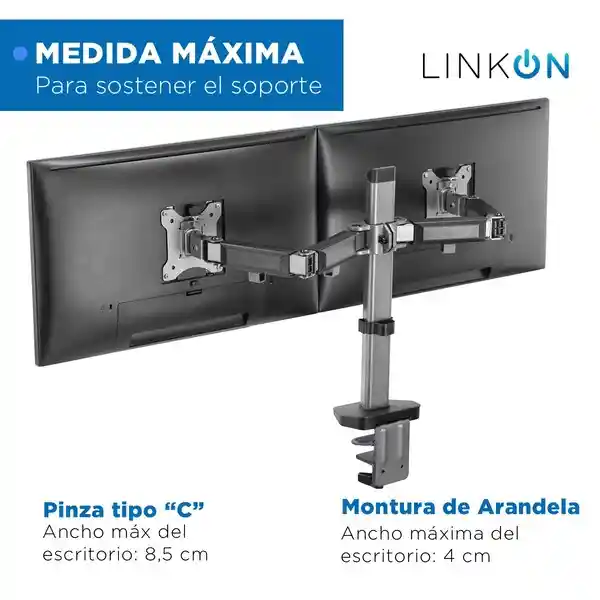 Soporte Brazo Articulado Linkon Para 2 Monitores Escritorio