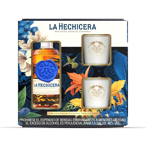 Ron La Hechicera 700ml + 2 Vasos