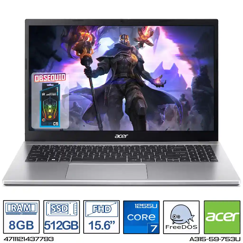 Computador Portatil Acer A315-59-753u Intel Core I7-1255u Ram 8gb - 512gb Fhd