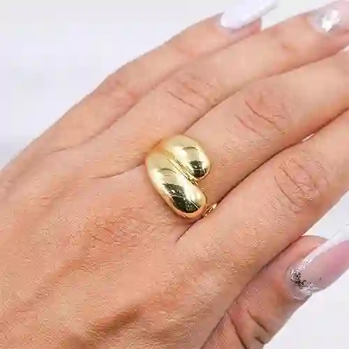 Anillo Two Different Ovals Dorado