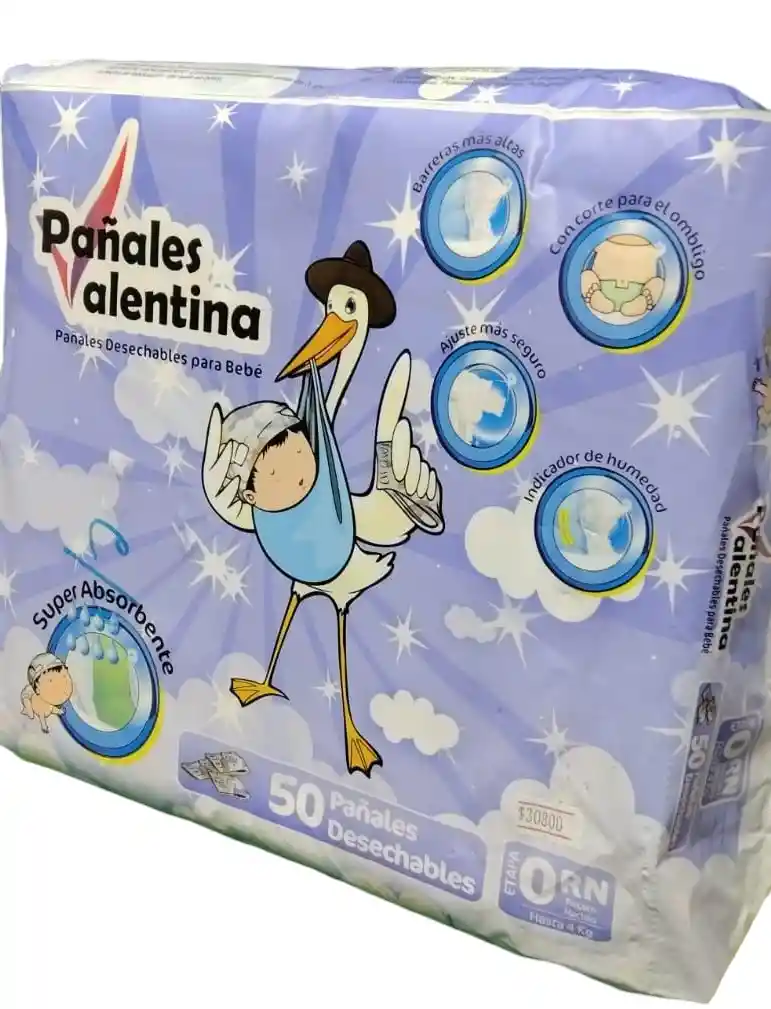 Paquete Pañal Valentina Etapa 0 X 50 Unidades