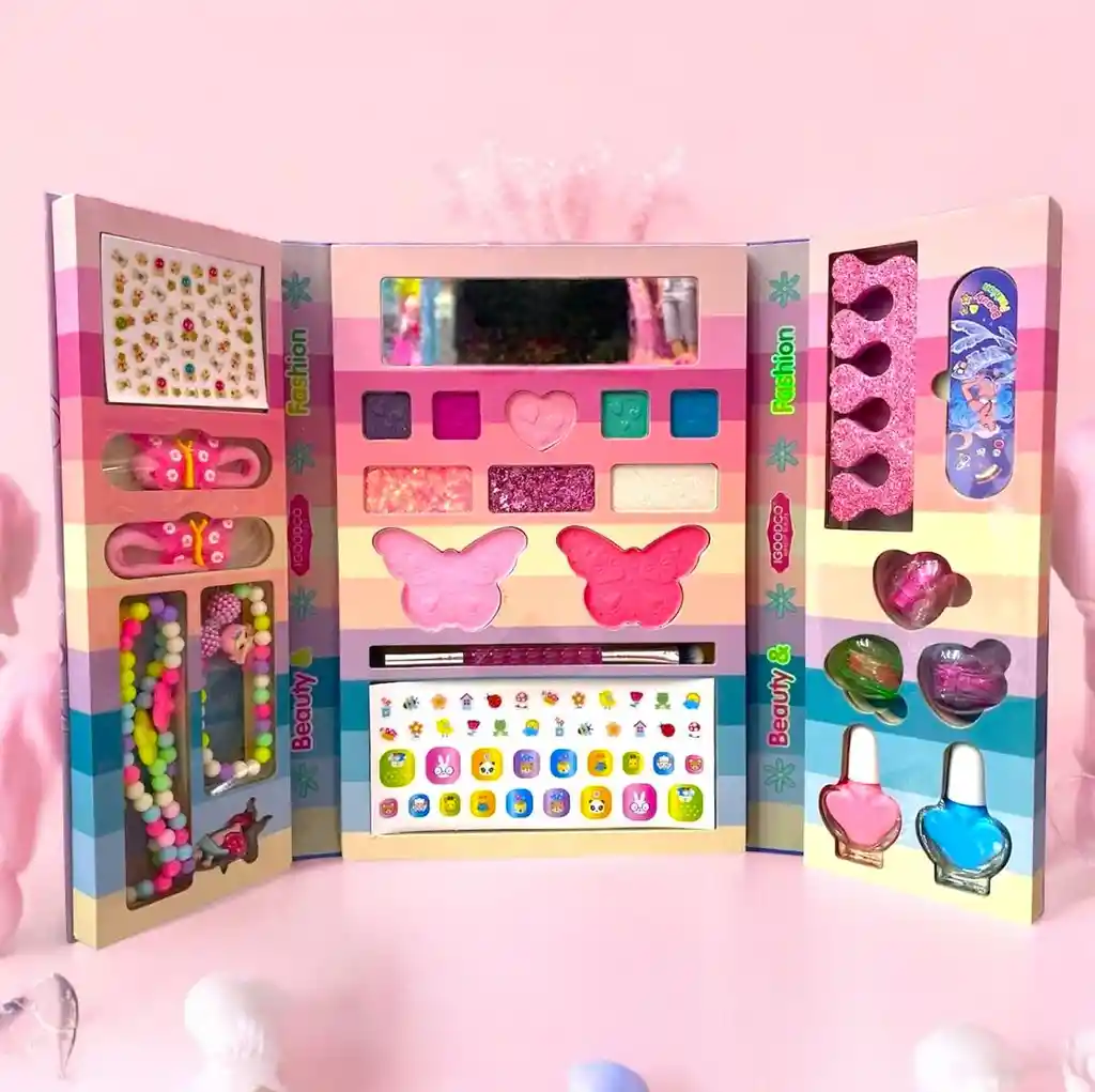 Set De Maquillaje Niña Mariposa Con Accesorios