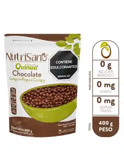 Cereal Quinua Pops Chocolate Nutrisano 400 Gr