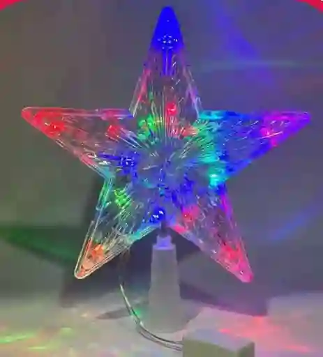 Estrella En Acrilico Multicolor Para Arbol 22 Cm Diametro