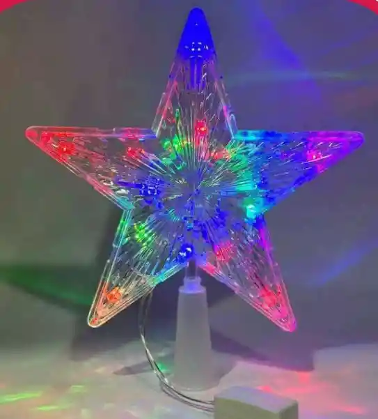 Estrella En Acrilico Multicolor Para Arbol 22 Cm Diametro