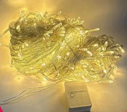 Luces De Navidad Lineal X 450 Led Cable Transparente 40 M Blanco Y Amarillo