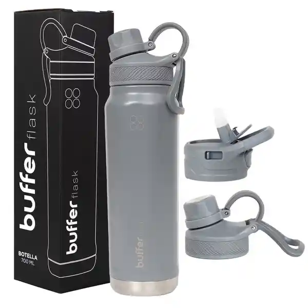 Termo Botella Termica Acero Inox Buffer + Tapas - Cool Grey
