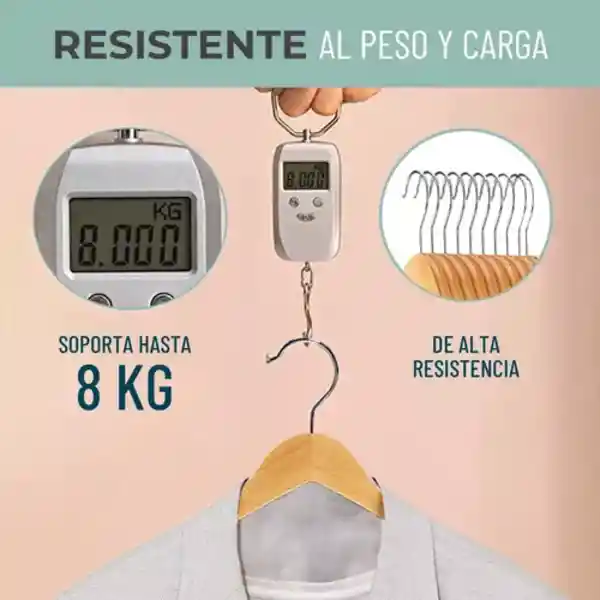 Ganchos De Ropa Madera Casatua Antideslizante Set X 20