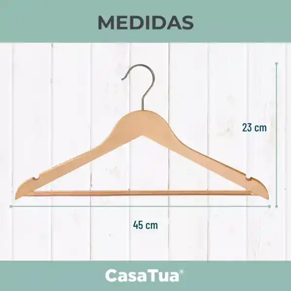 Ganchos De Ropa Madera Casatua Antideslizante Set X 20