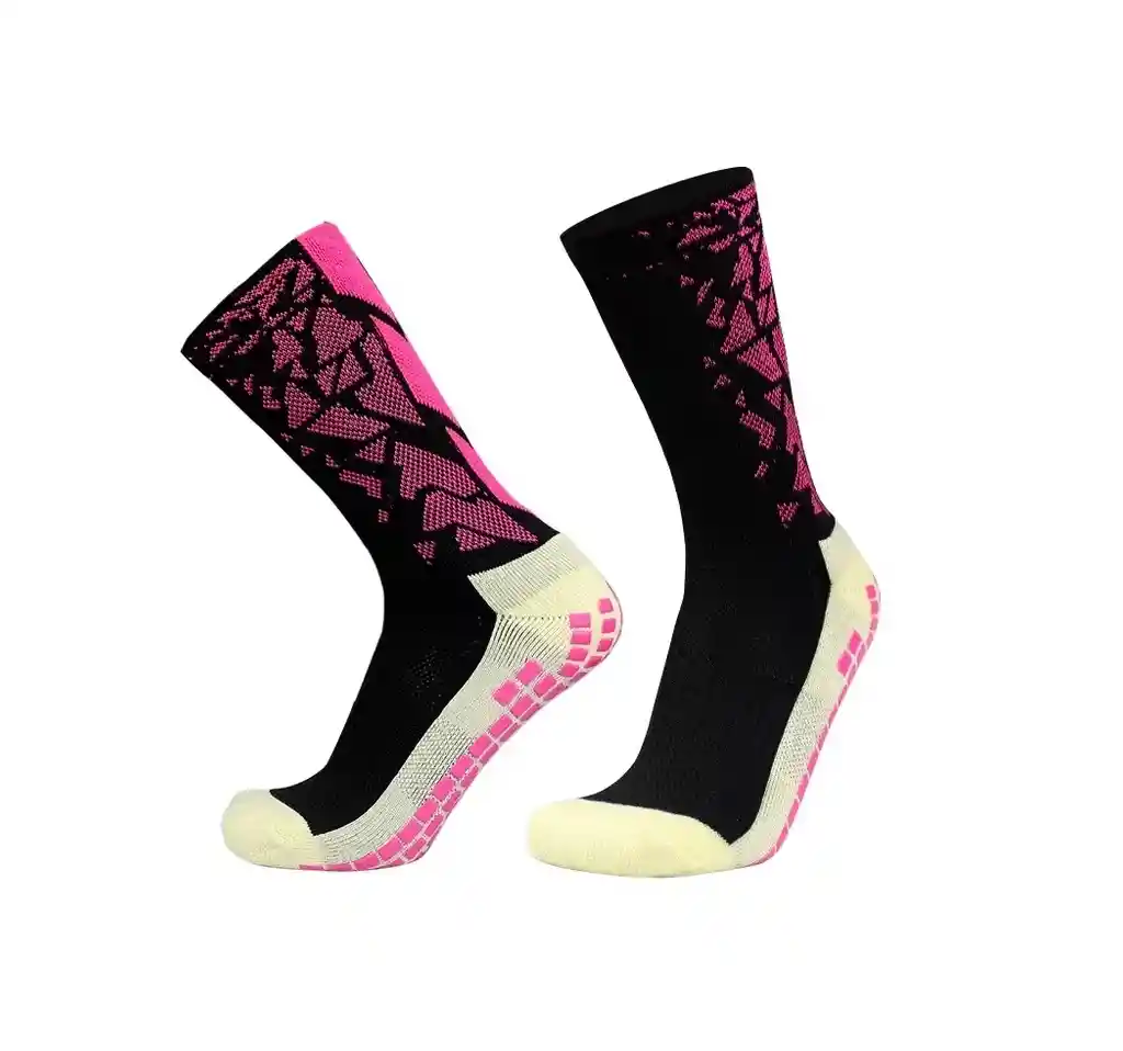 Media Antideslizante Fútbol Profesional Truxos Grip Calsetin 10-12 - Negro/fucsia