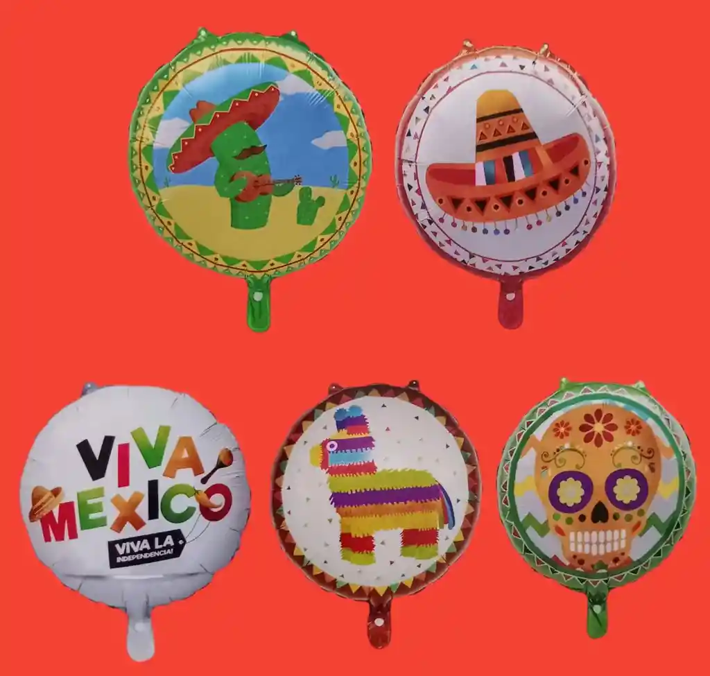 Globos Metalizados X5 Unidades Fiesta Mexicana