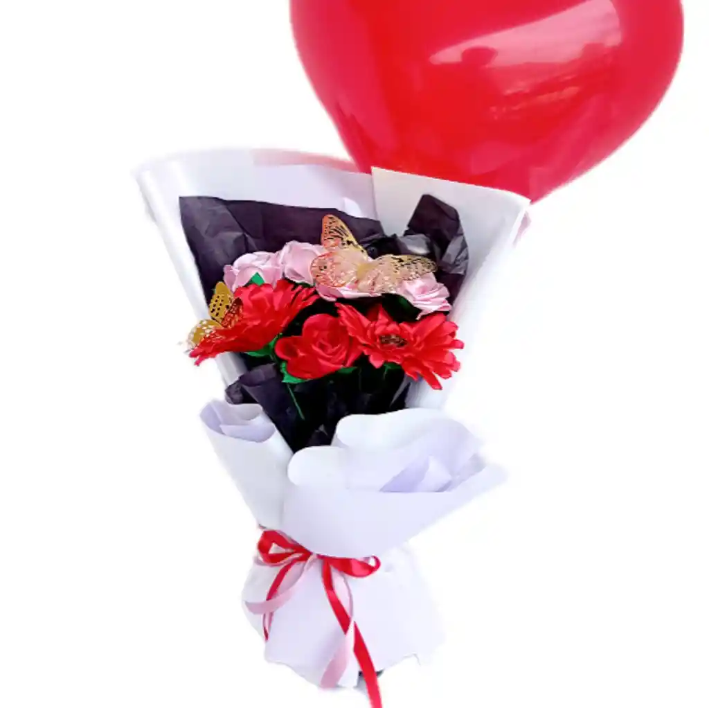 Ramo De Rosas Y Gerberas Con Chocolates