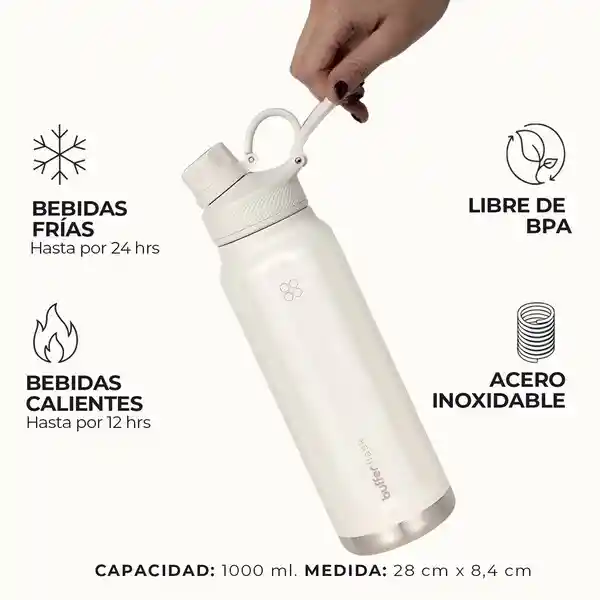 Termo Botella Termica Acero Inox Buffer 1l - Ivory